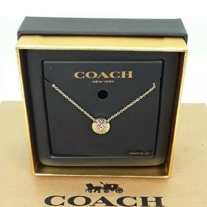 COACH Open Circle Stone Necklace Gold